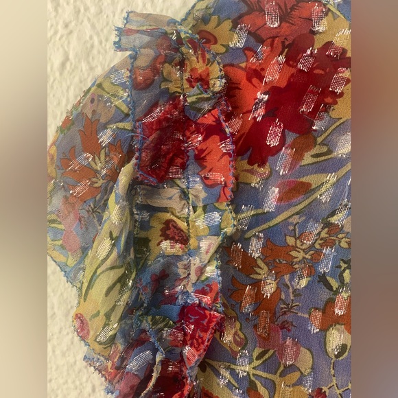 NWT Anthropologie Velvet “Keiara” Chiffon Ruffle Sleeve Top -XS - Picture 8 of 16